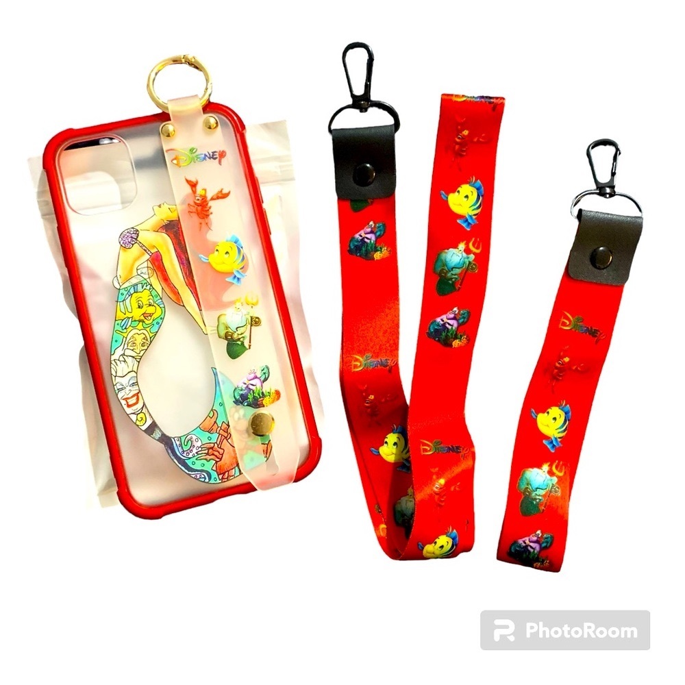 The little mermaid iPhone, 11 case with wrist strap and lanyard
